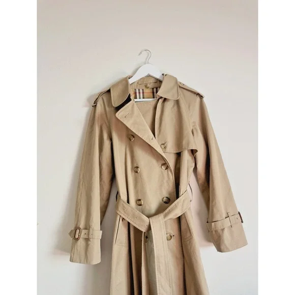 Burberry London Women's Heritage Trench Coat Nova Check Belted Beige Size 8 - Picture 4 of 16